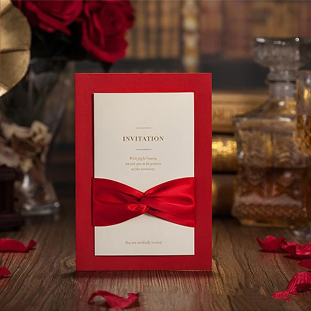 (10 pieces/lot) Wishmade Red Wedding Invitations Cards